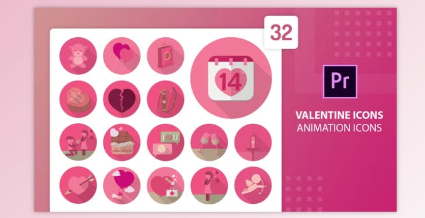 Videohive Valentine Animation Icon Premiere Pro MOGRT 30316662