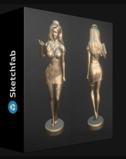 SKETCHFAB – ANIME2 GIRL AND FIGURE 2 3D PRINT MODEL