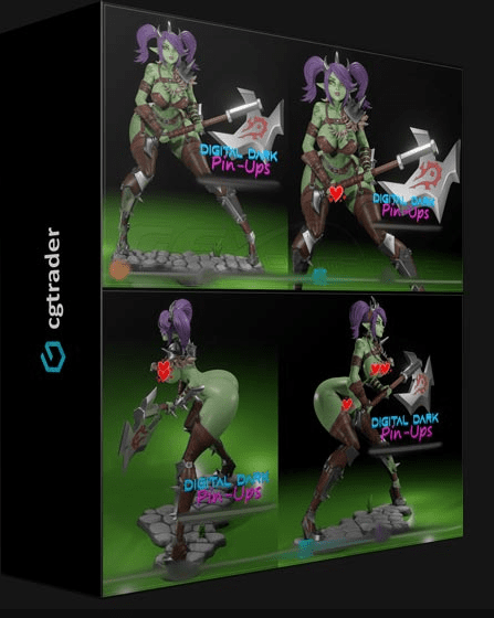 CGTRADER – ORC GIRL WORLD OF WARCRAFT WITH NSFW VERSION AND MINIATURES 3D PRINT MODEL