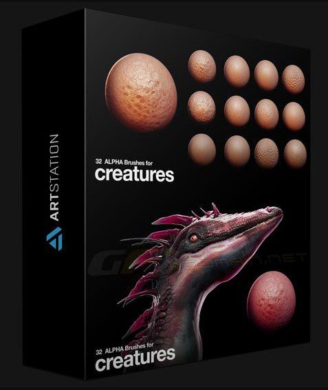 ARTSTATION – 32 ALPHA BRUSHES FOR CREATURES BY ALAN QUIROZ